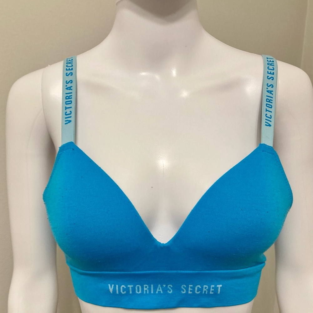 Victoria’s Secret Sky Blue Logo Strap Bralette Sz B75